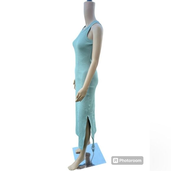 Mable Women’s Stile Racerback Bodycon Ribbed Cotton Midi Dress Olive Green Sz M - Picture 4 of 7